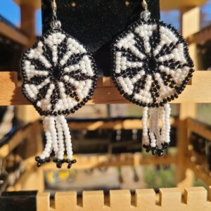 Black & white rosette beaded earrings