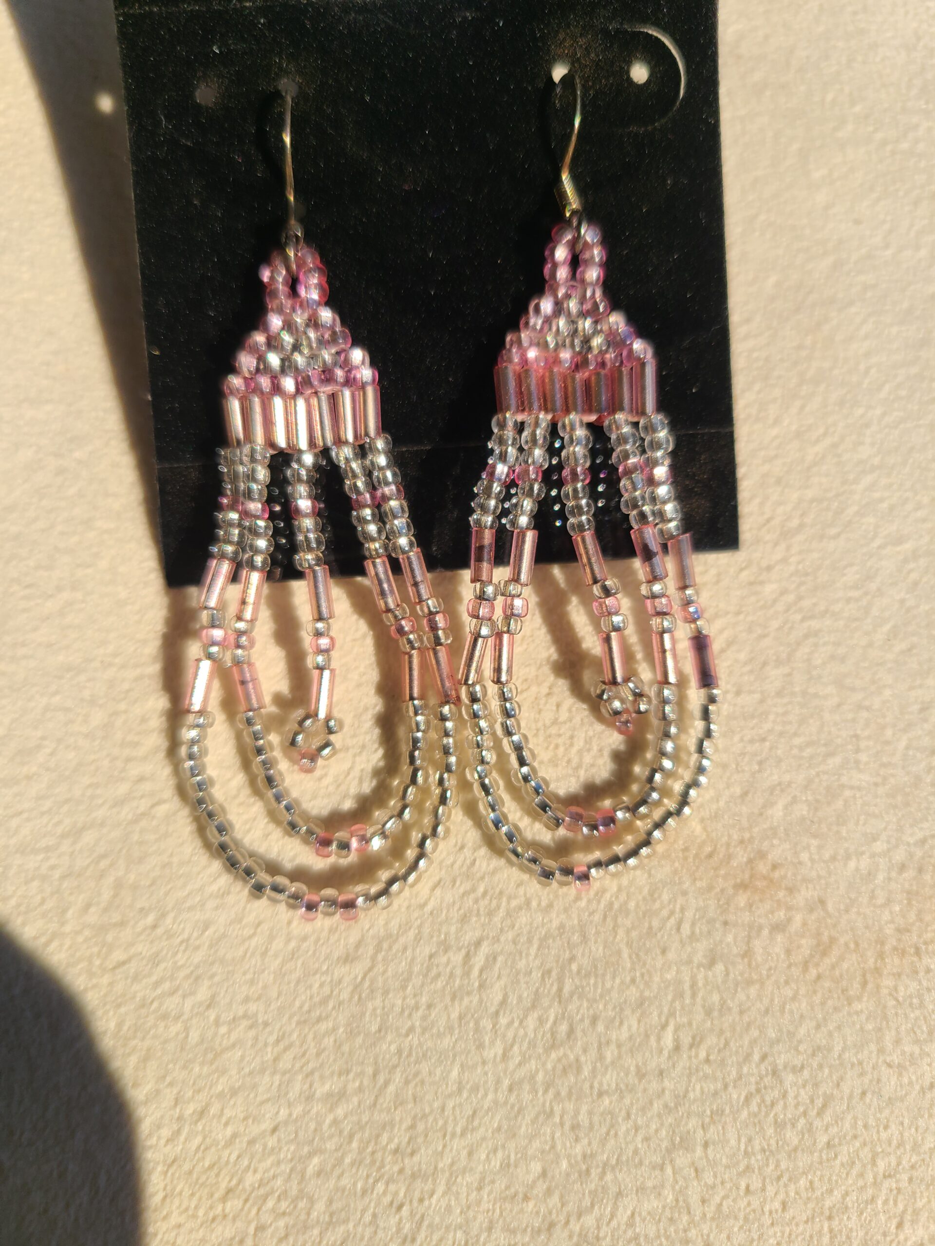 Light Pink & Crystal Beaded Earrings