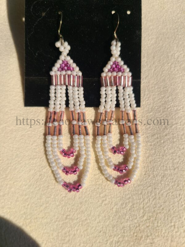 Pink & White Beaded Earrings