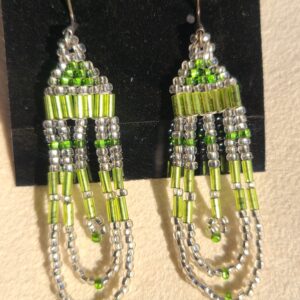 Light Green & Crystal Beaded Earrings