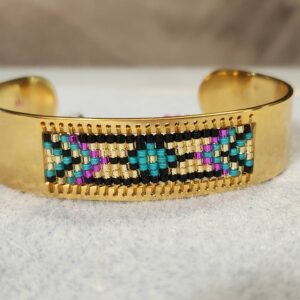 Gold, Purple, & Teal Cuff Bracelet