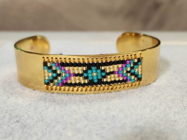 Gold, Purple, & Teal Cuff Bracelet