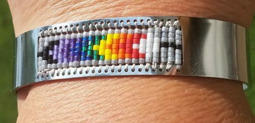 Rainbow Feather Cuff Bracelet