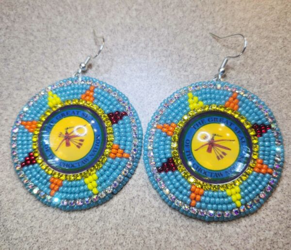Choctaw Cabochon Triangle Beaded Earrings