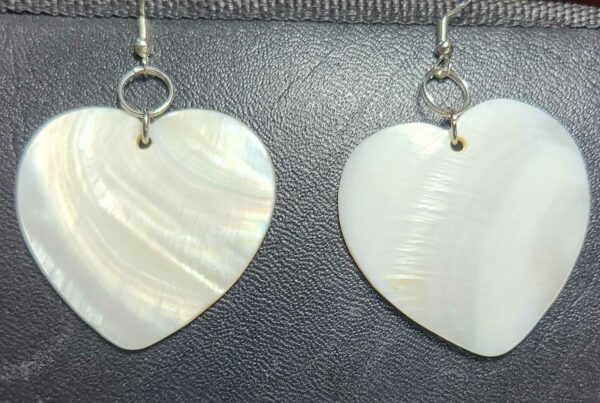 Large Mother of Pearl heart earrings