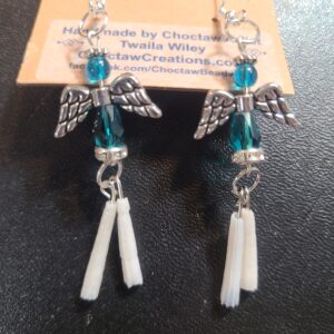 Teal Angel Dentalium Shell earrings