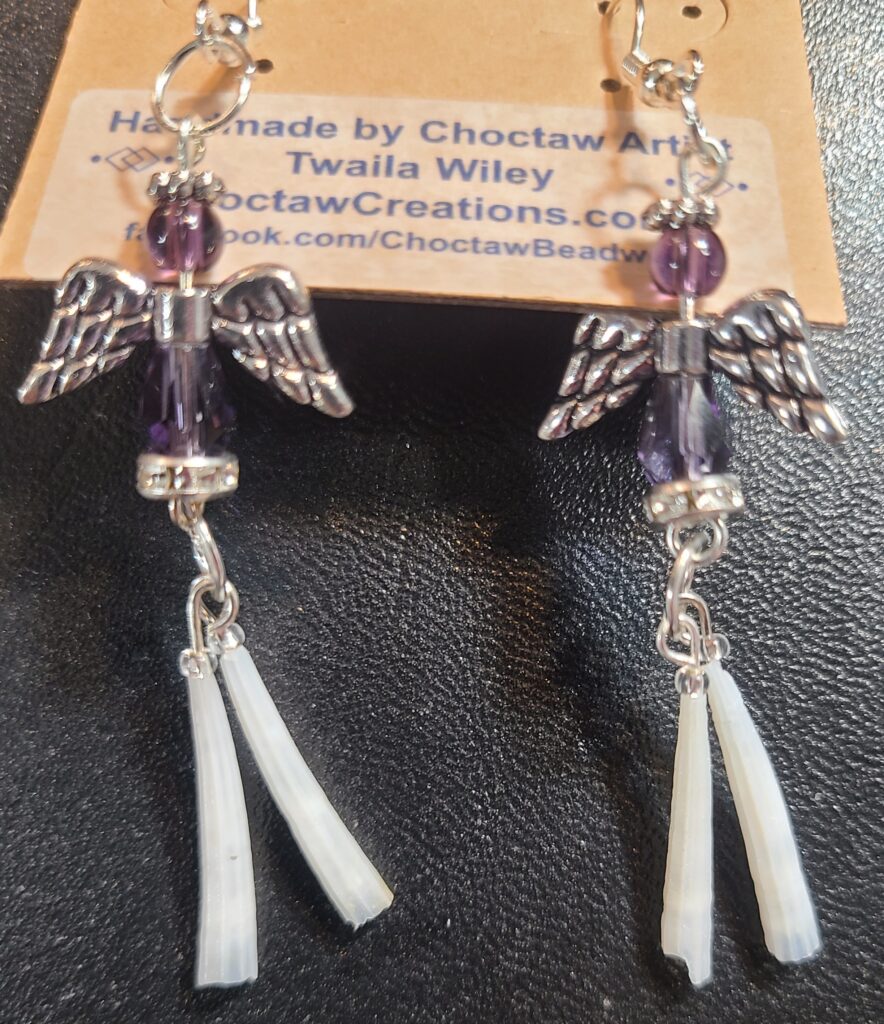 Violet Angel Dentalium Shell earrings