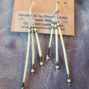 Gunmetal & Cream Porcupine Quill earrings