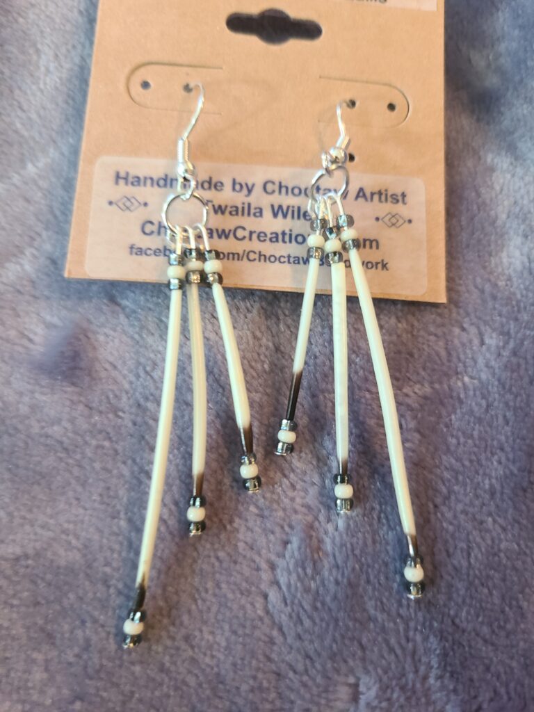 Gunmetal & Cream Porcupine Quill earrings