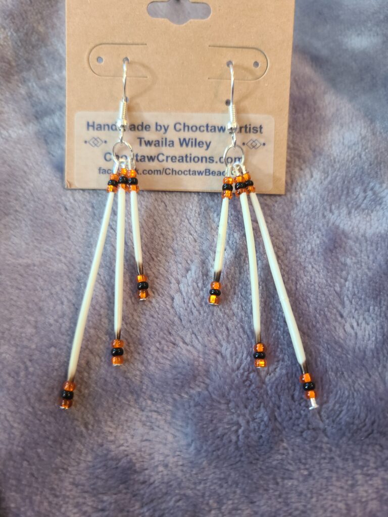 Orange & Black Porcupine Quill earrings