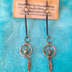 Black Porcupine Quill earrings with Dreamcatcher