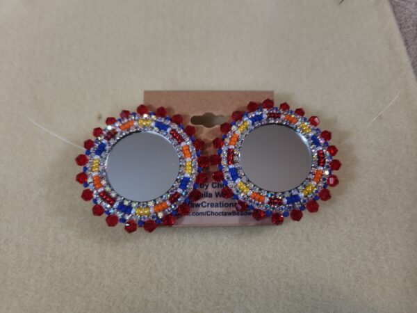 Mirrored Beaded Earrings Red