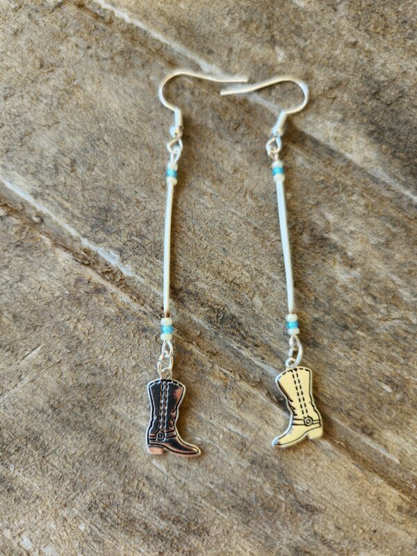 Porcupine Quill earrings with Cowboy Boots