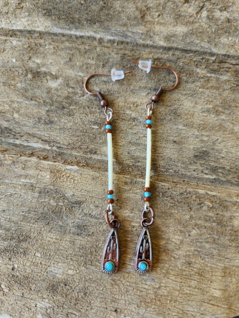 Porcupine Quill earrings with Cactus