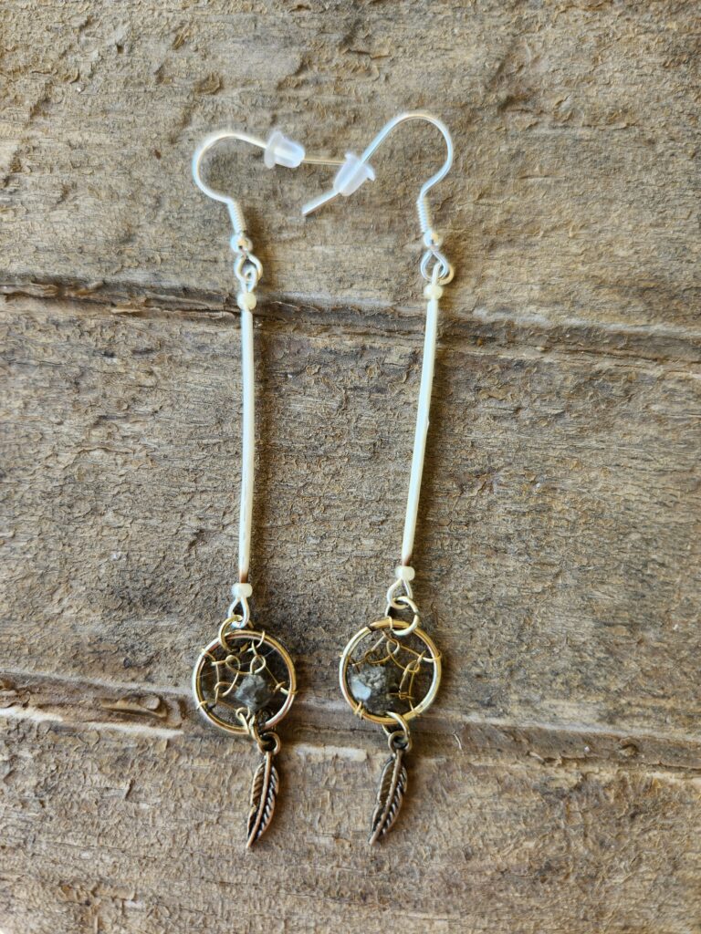 Porcupine Quill earrings with Dream Catcher3