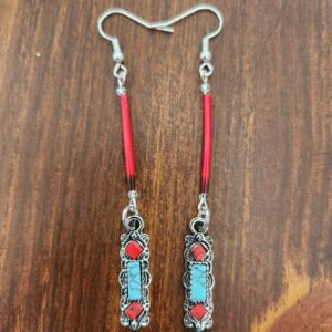 Dyed Red Porcupine Quill earrings with Pendant