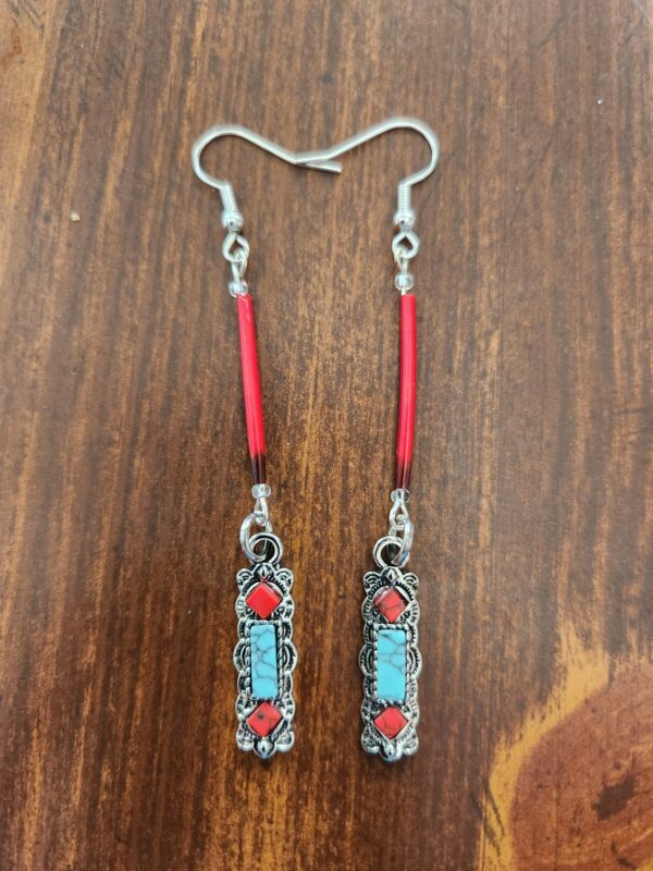 Dyed Red Porcupine Quill earrings with Pendant