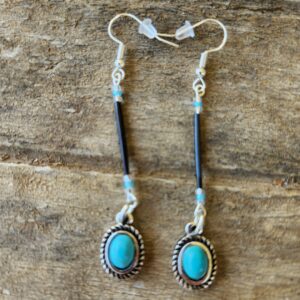 Dyed Black Porcupine Quill earrings with Pendant