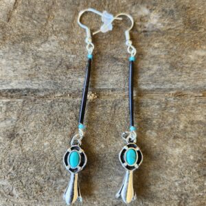 Dyed Black Porcupine Quill earrings with Squash Blossoms
