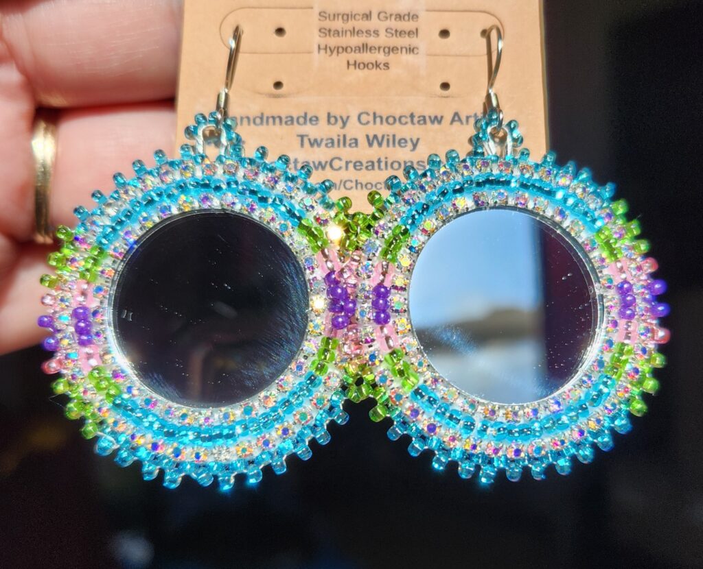 Mirrored Beaded Earrings-Email for Custom Colors!